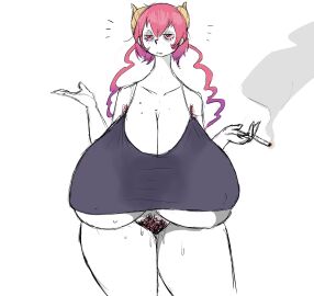 1girls 2d 2d_(artwork) 2d_artwork armpit armpit_hair armpits big_breasts blunt breasts female female_focus female_only freckles freckles_on_breasts freckles_on_face hair hairy_pussy happy horn horns ilulu_(dragon_maid) kobayashi-san_chi_no_maidragon long_hair looking_at_viewer miss_kobayashi's_dragon_maid open_mouth pink_hair pussy red_eyes sagging_breasts saggy_breasts shirt shirt_only smoke smoking smoking_weed solo solo_female solo_focus stoned thick thick_thighs thighs thunder_thighs thunderthighs weed yobaba