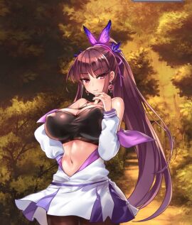 boobs breasts female huge_breasts jacket long_hair looking_at_viewer nutaku pov project_qt screenshot tight_clothing venus_(project_qt)