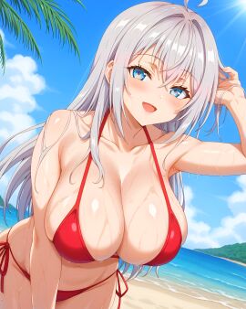 alisa_mikhailovna_kujou beach beach_background big_breasts bikini lewdxbytes tokidoki_bosotto_russian_de_dereru_tonari_no_alya-san