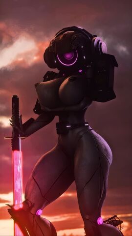 3d 3d_(artwork) armor armored_female black_nipples female grey_body hands_on_breasts huge_breasts katana large_breasts pink_light posno_pop_(artist) robot_girl skibidi_toilet source_filmmaker source_filmmaker_(artwork) speaker speaker_ears speaker_head speaker_woman speaker_woman_(skibidi_toilet) speakers speakerwoman speakerwoman_(skibidi_toilet) sword