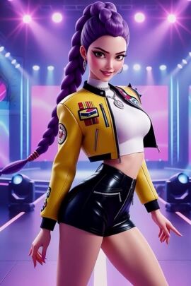 ai ai-created ai_art ai_edit ai_generated ai_video ass breasts brown_eyes cartoon huntrix kpop_demon_hunters lingerie netflix nsfw nudity purple_hair rumi_(kpop_demon_hunters) sexy tagme unrealreelz video