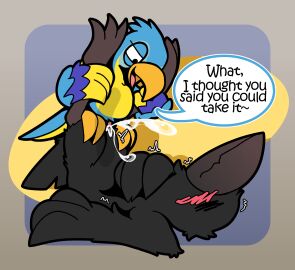 2025 2_toes 3_fingers 3_toes absurd_res anthro avian beak beak_closed biped bipedal_feral bird black_body black_feathers blue_body blue_feathers blush blush_lines bodily_fluids brown_beak brown_legs cartoon_network cloaca_ejaculation cloaca_juice cloacal cloacal_masturbation cloacal_penetration closed_eyes corvid corvus_(genus) crow cum cum_while_penetrated dialogue digital_drawing_(artwork) digital_media_(artwork) dildo dominant dominant_feral dominant_male double_dildo duo ejaculation feathers feet feral fingers genital_fluids half-closed_eyes hand_on_chest hi_res internal jerry_(sitting_ducks) male male/male masturbation motion_lines mouth_closed multicolored_body multicolored_feathers narrowed_eyes open_beak open_mouth oscine otterjunk parrot passerine penetrable_sex_toy penetration purple_body purple_feathers raoul_(sitting_ducks) sex sex_toy sex_toy_in_cloaca sex_toy_insertion shaking simple_background sitting_ducks size_difference small_dom_big_sub speech_bubble standing_on_another submissive submissive_anthro submissive_male tail tail_feathers talons taunting toes tuft yellow_body yellow_feathers yellow_feet