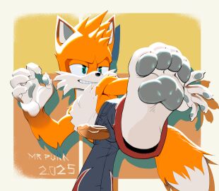 1boy 2025 anthro blue_eyes canid canine clothed clothing cobang_(taiwan_coolfox) cock dated dick erection feet fighting_stance first_porn_of_character first_porn_of_franchise fox fox_ears fox_humanoid fox_tail furry genitals hi_res male mammal mrpunkmorph orange_skin pants pawpads paws penis penis_poking_out simple_background soles solo taiwan_coolfox topless unzipped unzipped_pants xu_bang_(taiwan_coolfox)