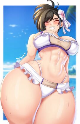 1girls anisdrawn breasts brown_hair female final_fantasy final_fantasy_vii final_fantasy_vii_rebirth huge_breasts light-skinned_female light_skin long_hair low-angle_view red_eyes thick_thighs tifa_lockhart tifa_lockhart_(shining_spirit) wide_hips