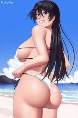 1girls 2024 2d 2d_(artwork) adapted_costume adjusting_swimsuit ass ass_focus athletic athletic_female bambietta_basterbine beach big_ass big_breasts bikini_pull black_hair bleach bleach:_the_thousand-year_blood_war blue_eyes blush breasts cap curvaceous curvy curvy_body curvy_female curvy_figure female female_only from_behind grin highres huge_ass huge_breasts large_breasts light-skinned_female light_skin looking_at_viewer micro_bikini midriff naughty naughty_face naughty_smile ocean pinup pose posing posing_for_the_viewer pulled_by_self questionable quincy_(bleach) revealing_swimsuit rocky-ace sand seaside side-tie_bikini side-tie_bikini_bottom skimpy skimpy_bikini smile solo solo_focus sternritter straight_hair strapless strapless_bra swimsuit teasing thighs toned toned_female very_long_hair voluptuous water watermark white_bikini wide_hips