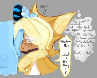 2boys 2males >:) ano-chan balls blind blush cookie_run cookie_run_kingdom dressed gay half_naked male male_only penis penis_on_face pure_vanilla_cookie shadow_milk_cookie text text_bubble