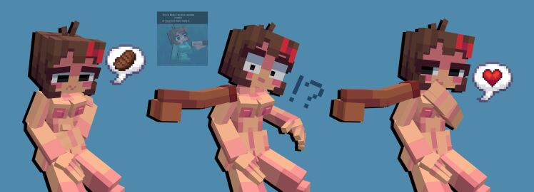 3d :3 accurate_art_style alternate_version_available blockbench blocky_body breasts comic comic_strip cubic_body cubic_breasts female female_focus hungry linky_playz looking_at_viewer male minecraft molly_(linky_playz) nude oc original_character penis self_upload sitting tagme theblockygooner youtube