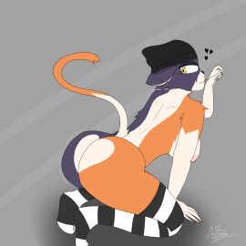 1girls anthro ass breasts cat_ears cat_girl cat_tail catgirl epic_games feline feline_humanoid female fortnite fortnite:_battle_royale furry furry_ass furry_breasts furry_ears furry_female long_socks meow_skulls meow_skulls_(fortnite) meowskulls on_knees sebastian_enrique_art