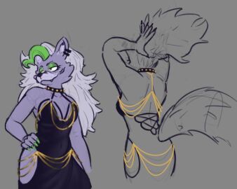 2d 2d_(artwork) 2d_artwork big_breasts breasts clockwise dress female five_nights_at_freddy's five_nights_at_freddy's:_security_breach fnaf modakawa_dress roxanne_wolf_(fnaf) scottgames solo steel_wool_studios thick_thighs wide_hips