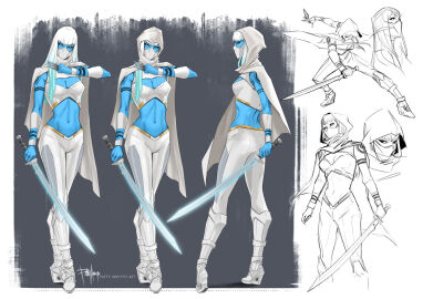 1girls 2d 2d_(artwork) artist_name assassin batman_(series) batman_beyond blades blue-skinned_female blue_body blue_skin boob_window breasts cape cartoon_network character_sheet cleavage cloak curare dc dc_comics dcau female female_focus female_only hood hood_down hood_up human knife knifes looking_at_viewer masked masked_female model_sheet patty_arroyo questionable sfw sketch standing sword tattoos throwing_knife warner_bros warner_brothers weapon weapons white_hair
