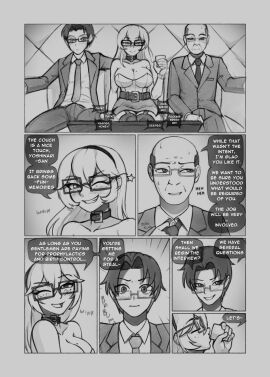 2boys absurdres corset cup english_text evil_trevo female glasses highres male multiple_boys multiple_males original sound_effects speech_bubble suit tagme trevobutevil