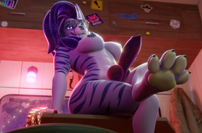 3d 4_toes abs absurd_res animal_genitalia animal_penis anthro big_breasts black_nipples blender_(artwork) breasts canine_genitalia canine_penis claws cosmic_hair cosmic_penis digital_media_(artwork) erect_nipples erection ethereal_hair eyeshadow eyewear facial_piercing fangs feet foot_focus fur futanari genitals glasses hair hi_res hyena hyenid_(alber) intersex knot looking_at_viewer low-angle_view makeup mammal mane neck_tuft nipples nose_piercing nude pawpads paws penis piercing purple_body purple_eyes purple_fur purple_hair sabertooth_(anatomy) septum_piercing sitting smile smiling_at_viewer smirk smirking_at_viewer solo striped_body stripes teeth toes tuft vrchat zushou zushou_(character)