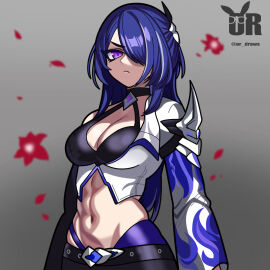 acheron_(honkai:_star_rail) big_breasts big_thighs big_titties breasts clothing curvaceous curvaceous_female curvaceous_figure curvy curvy_figure curvy_hips female female_focus female_only honkai:_star_rail long_hair looking_at_viewer or_draws purple_eyes purple_hair strong strong_female