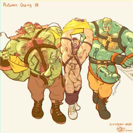 3boys abs accessory artist_logo artist_name autumn_gains balls ballsack bara beard beard_stubble beefy big_muscles big_penis blonde_hair body_hair brown_hair chest_hair cock_ring ear_piercing erection facial_hair flexing foreskin foreskin_folds genital_piercing genitals goatee green_body green_skin gym hairy hairy_balls hairy_male harness hi_res huge_cock huge_muscles human human_male humanoid humanoid_penis hyper hyper_genitalia hyper_muscles hyper_penis jewelry leaking leather light-skinned_male light_skin long-haired_male long_hair male male/male male_nipples male_only male_pubic_hair mammal masculine masculine_male mature_male muscles muscular muscular_male mustache nipple_piercing nipple_rings nipples nose_piercing nose_ring orange_hair orc orc_male orctober partially_retracted_foreskin pecs penis penis_accessory penis_jewelry penis_piercing piercing pointy_ears precum prince_albert_piercing pubic_hair retracted_foreskin rickleone scrotum septum_piercing tattoo testicles tusks uncircumcised unclothing uncut veiny_penis yaoi