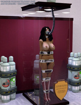 3d bound bound_arms bound_legs completely_nude dc dc_comics diana_prince female nude nude_female thejpeger trophy_case wonder_woman wonder_woman_(series)