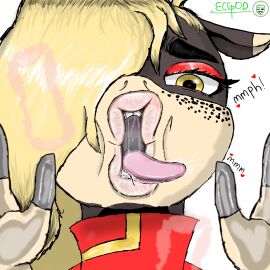 anthro buchukisu hands_on_another's_head lips lipstick_mark mouth_open pov saliva saliva_trail tang_(diives) tongue tongue_out