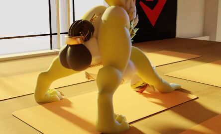 3d_(artwork) absurd_res anthro balls balls_stretcher big_breasts blender_cycles breasts chastity_cage chastity_device chastity_piercing digital_media_(artwork) flat_chastity_cage futanari genital_piercing genitals gold_(metal) gold_jewelry haolde haolde_(character) hi_res intersex jewelry mamagen nipple_piercing nipples piercing pregnant pregnant_anthro pregnant_futa pregnant_intersex solo yoga