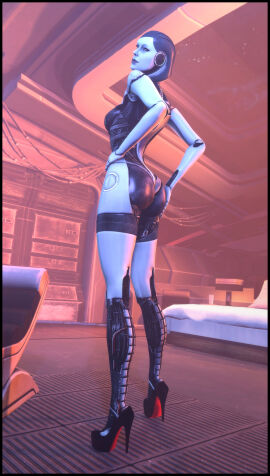 3d ass ass_focus edi female foab30 hands_on_ass high_heels looking_at_viewer looking_back louboutin_(shoes) mass_effect robot robot_girl robot_humanoid