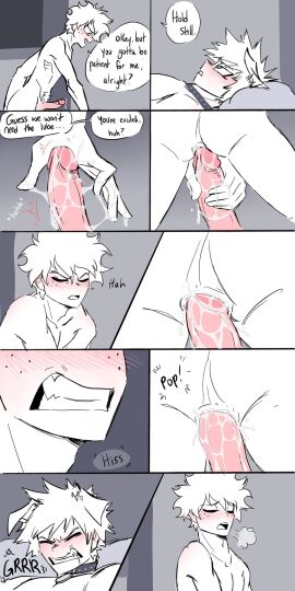 1:2 anal anal_sex animal_humanoid anus ass blush canid canid_humanoid canine canine_humanoid collar comic dog_humanoid duo english_text fangs frown gay gay_male growling hi_res human humanoid izuku_midoriya katsuki_bakugou male male/male mammal mammal_humanoid my_hero_academia penetration penile penile_penetration penis penis_in_ass pretty_werewolf pubes teeth text yaoi
