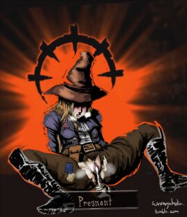 1girls 2018 72hoka after_sex bad_id blonde_hair breath cum cum_in_pussy cum_inside darkest_dungeon female gameplay_mechanics grave_robber_(darkest_dungeon) hat long_hair ponhoka pussy ripped_clothing