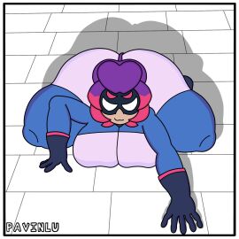 1girls amazing_charlie_(brawl_stars) ass ass_focus big_ass big_breasts big_butt brawl_stars breasts charlie_(brawl_stars) clothing crawling female female_only hyper_ass hyper_butt light-skinned_female light_skin looking_at_viewer marvel marvel_comics mask masked_female parody pldrawings purple_hair spider-man_(series) squatting superheroine wall