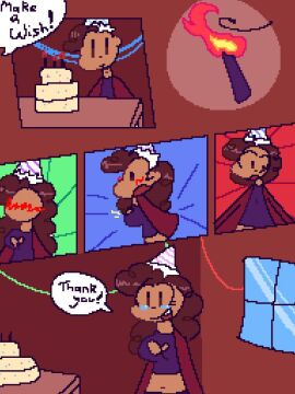 1boy 1girls 2024 2d 2d_(artwork) 2d_artwork big_breasts birthday birthday_cake birthday_gift blushing boob_window breast_expansion breast_growth breast_growth_(development) breast_growth_(enlargement) breasts candle comic consensual_transformation crystallmao curly_hair dark-skinned_female dark_skin dialogue dialogue_bubble enjoying_transformation female fire gender_transformation glass good_end happy happy_female heart_cutout jacket long_hair male male_to_female mtf_transformation original original_character party_hat pixel_art realistic_breast_size reddit_link tagme tears tears_in_eyes tears_of_joy text too_good_for_r34 transformation transformation_sequence wholesome wholesome_end window wish