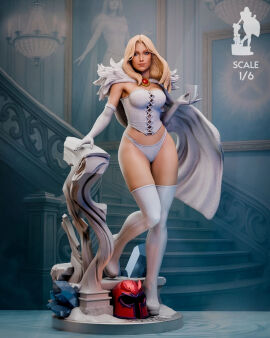 blonde_eyebrows blonde_female blonde_hair blue_eyes breasts emma_frost eyebrows female figurine garage_kit hellfire_club large_breasts light-skinned_female light_skin lingerie marvel marvel_comics model_kit panties thong white_queen x-men