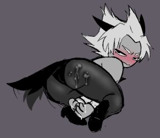 ass becquerel becquerel_harley blush bunny_costume bunnysuit crossdressing cum cum_on_ass guidestuck heels high_heels homestuck male male_only pantyhose playboy_bunny solo solo_male strilalonder