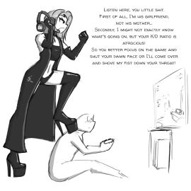 1boy 1girls 2d black_and_white boot_fetish boots breasts celera_prime couple couple_(romantic) couple_sex cute dominant_female dominatrix domme domme_girl_and_gamer_boy elbow_gloves english english_text female femdom femdom_caption foot_fetish footwear funny gamer gaming gaming_headset gentle_femdom gloves goth_girl goth_girl_and_gamer_boyfriend high_heel_boots high_heels latex latex_boots latex_gloves leather leather_boots leather_gloves long-haired_female long_hair male meme monochrome olivia_(celera_prime) original original_character original_characters patent_boots platform_boots platform_footwear platform_heels platform_shoes protective romantic shoe_fetish shoes submissive_male thigh_boots thighhigh_boots thighhighs thighs wholesome