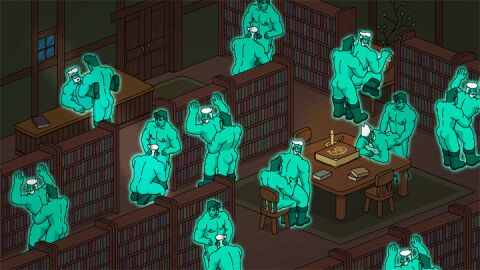 2d 2d_animation anal anal_sex animated ass balls bara beard big_balls big_penis blowjob completely_nude deepthroat dominant dominant_male domination facial_hair fellatio fuck_and_suck gay gay_anal gay_blowjob gay_domination gay_sex ghost grizzlygamerdev hairy horace_(robin_morningwood) library library_sex male male/male male_focus male_nipples male_only male_penetrated male_penetrating_male masculine_male multiple_boys multiple_males muscular muscular_male nipples nude nude_male oral oral_sex penetration penis robin_morningwood robin_morningwood_(character) sex yaoi