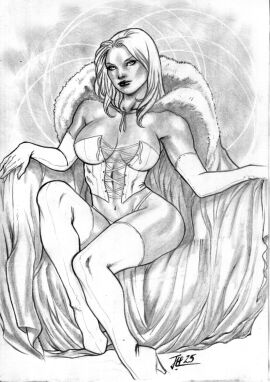 black_and_white breasts ed_benes_studio emma_frost female hellfire_club joe_lima large_breasts lingerie marvel marvel_comics panties white_queen x-men