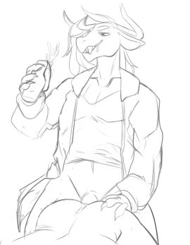 4_fingers ambiguous_gender ambiguous_penetrated anthro anthro_penetrating ass bottle claws clothed clothing container duo erection fingers genitals hair hand_on_ass hand_on_butt hi_res holding_bottle holding_container holding_object horn jacket male male/ambiguous male_penetrating male_penetrating_ambiguous monochrome mostly_offscreen_character navel partially_clothed penetration penile penile_penetration penis sex simple_background smile standing topwear unknown_artist unknown_species white_background