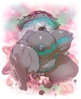 1boy 1girls amazon ambiguous_penetration areola areolae ass bbw big_lips black_lipstick breasts brown_hair carmessi color covered_eyes fedefyr female female_focus fungi_fauna fungus giantess grey_hair growing_mushrooms hallucination huge_breasts hyper hyper_thighs hypnosis larger_female light-skinned_male light_skin long_hair male massive_breasts mushroom mushroom_girl mushroom_hat mushroom_humanoid nipple_slip nipples original original_character patreon reverse_cowgirl_position simple_background smaller_male sweat thick_thighs wide_hips