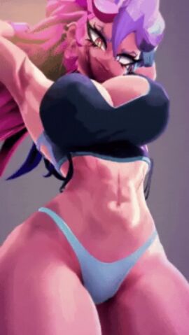 3d animated big_breasts bouncing_breasts cleavage exposed_torso ninapieta ruby_(ninapieta) swaying tank_top thick_thighs underwear visible_cleavage