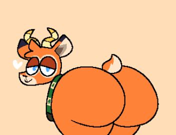 alexdogg_72 animal_crossing antlers ass beau_(animal_crossing) big_ass big_butt black_nose blue_eyes deer furry green_sweater half-closed_eyes heart heart_symbol horns male male_only nintendo orange_body orange_fur orange_skin plain_background presenting presenting_hindquarters simple_background smile smiling smiling_at_viewer solo solo_focus solo_male sweater tagme tail white_heart