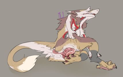 anthro clenched_teeth clitoral_hood clitoris closed_eyes dildo dildo_insertion female hi_res knot knotted_dildo lying mej on_side penetration prehensile_clitoral_hood pussy rear_view sergal sex_toy sex_toy_insertion solo teeth vaginal_penetration