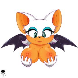 bat bat_girl big_areola big_breasts big_ears big_nipples breasts female female_focus female_only front_view furry furry_ass furry_breasts furry_female furry_only gloves green_eyes hand_on_breast lips lx_art naked naked_female nude nude_female pink_lips purple_wings rouge_the_bat seductive sega simple_background smile solo solo_female solo_focus sonic_(series) sonic_adventure_2 sonic_the_hedgehog_(series) white_background white_fur white_hair wings