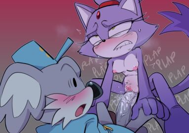 anthro big_penis bite biting_lip blaze_the_cat blush bodily_fluids breasts breath clothing coat coconut_crew cowgirl_position domestic_cat duo felid feline felis female genital_fluids genitals grey_body hair hat headgear headwear koala looking_pleasured male male/female mammal marsupial nipples nude nude_female orange_eyes panting penis pink_nipples ponytail pussy sega sex somedivs sonic_(series) sonic_the_hedgehog_(series) sweat topwear vein veiny_penis vombatiform