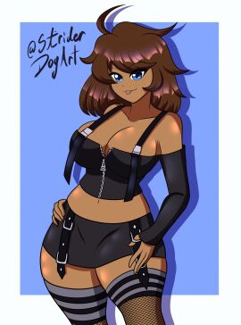 breasts dark-skinned_female dark_skin female female_only oc original original_character solo striderdogart