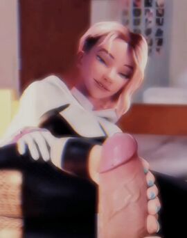 1boy 1girls 3d ai_assisted animated animated_image barefoot bed bedroom boner edit edited erection feet feet_on_penis feet_together female foot_fetish foot_play footjob footjob_pov footjob_with_footwear footjob_with_legwear footwear gwen_stacy gwen_stacy_(spider-verse) half-closed_eyes laying laying_down laying_on_back laying_on_bed laying_on_side looking_at_genitalia looking_at_penis male marvel marvel_comics mask_removed painted_nails painted_toenails penis photoshop rubbing_dick rubbing_feet smile soles soles_female spider-gwen spider-man:_into_the_spider-verse spider-man_(series) stiffy straight wtfsths