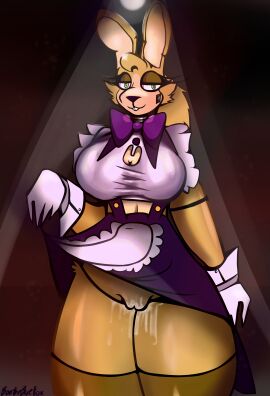 1girls animatronic big_breasts bonthebluefox bowtie breasts bunny bunny_girl female five_nights_at_freddy's furry furry_female green_eyes maid maid_uniform rabbit rabbit_ears rabbit_humanoid robot solo spring_bonnie spring_bonnie_(fnaf)