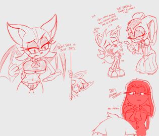 bat female fox jumpjump male milf monochrome older_female rabbit rouge_the_bat sonic_(series) tails tails_the_fox vanilla_the_rabbit younger_male