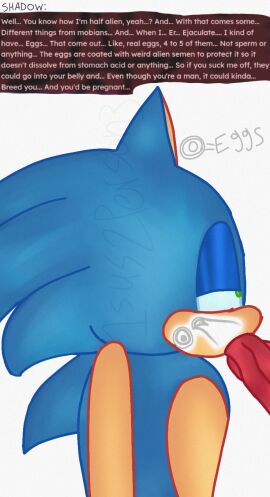 1sus2person3 2male 2males alien alien_egg alien_genitalia alien_penis anthro anthropomorphic bj blowjob eggs eggs_in_belly eggs_in_stomach gay homo homosexual impregnating impregnation lgbt lgbtq lgbtq+ looking_at_partner looking_up looking_up_at_partner male male_pregnancy mpreg pregnant_male shadonic shadow_the_hedgehog sonadow sonic_(series) sonic_the_hedgehog sonic_the_hedgehog_(series) sucking_off sucking_penis text this_is_not_a_cuntboy what words