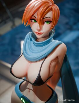 1girls 3d aged_up areola_slip arms_behind_back ben_10 ben_10_(classic) big_breasts bikini breasts cartoon_network cartoon_network_studios cybrokrimson female female_focus female_only future_gwen future_gwen_(ben_10,000) green_eyes gwen_tennyson large_breasts light-skinned_female light_skin orange_hair solo solo_female solo_focus standing