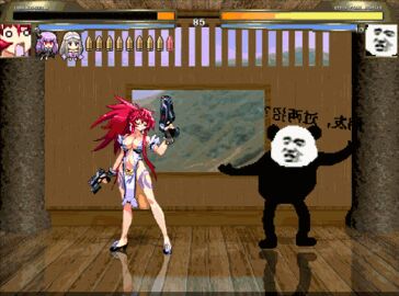 animated biaoqing blowing_kiss bouncing_breasts breasts confident_female falling_over female gun high_heels kick kicking long_sideburns luna_himeki m.u.g.e.n nosebleed pixel_animation pixel_art ponytail pussy red_hair seductive seductive_female skimpy skimpy_clothes skimpy_outfit vagina vagina_closeup vanguard_princess wink winning