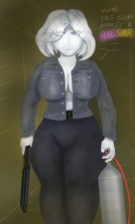 big_ass big_breasts boob_window breasts female original_character shotgun