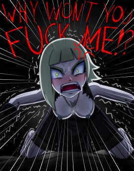 1girls angry artemis-polara artemispolara bed bedroom breasts demanding demanding_sex equestria_girls female limestone_pie limestone_pie_(mlp) looking_at_viewer my_little_pony nipples overalls solo yelling yelling_at_viewer