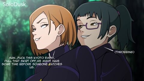 1futa 1girls 2d 2d_animation ahe_gao animated anime ass ass_focus ass_jiggle ass_job big_ass big_breasts blowjob blowjob_face brown_eyes brown_hair cum cum_on_ass cum_on_body dialogue dirty_talk female futa_on_female golden_eyes green_hair grin grinning hand_on_head hiding holding holding_hips holding_penis huge_ass huge_asscheeks jujutsu_kaisen kugisaki_nobara licking licking_penis longer_than_30_seconds longer_than_one_minute maki_zenin moaning moaning_in_pleasure nobara_kugisaki open_mouth partially_clothed rolling_eyes sex sex_sounds shorter_than_two_minutes smile solodusk57 sound stealth_sex tagme talking tounge_out video woods zenin_maki