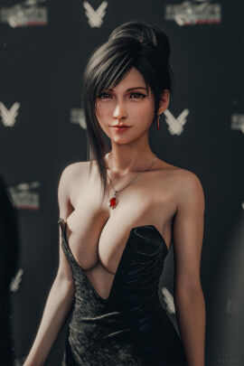 1girls 2025 3d armpits barefoot big_breasts big_cleavage black_dress blender breasts breasts_bigger_than_torso brown_eyes cleavage closed_mouth clothed clothed_female dark_brown_hair dark_hair dress dressed earrings ecksoh elegant elegant_dress eyebrows eyelashes eyes face_focus female female_focus female_on_top female_only final_fantasy final_fantasy_vii final_fantasy_vii_rebirth final_fantasy_vii_remake firm_breasts hair huge_cleavage human jewelry lips lipstick makeup necklace nipples no_bra no_nipples no_nipples_visible nose pelvic_curtain plump_breasts posing_for_picture red_earrings red_eyes red_jewelry render revealing_outfit sfw shaved_armpit shaved_armpits shoulders smile smile_at_viewer smiling solo solo_female square_enix staring staring_at_viewer the_game_awards tifa_lockhart tight_dress too_big upper_body