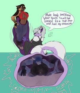 absurd_res animal_genitalia animal_penis annoyed anthro balls balls_sound_effects big_balls big_penis canid canine canine_genitalia canine_penis canis cedarott cock_vore digestion digestion_noises domestic_dog english_text female fish fox futanari genitals german_shepherd group herding_dog herm hi_res huge_balls huge_cock hyper hyper_balls hyper_genitalia hyper_penis inside_balls inside_penis intersex intersex/female knot knotted_penis mammal marine onomatopoeia pastoral_dog penile penis scared shark sound_effects struggling struggling_prey talking_to_prey text trio vore yui_(mikefox2400)